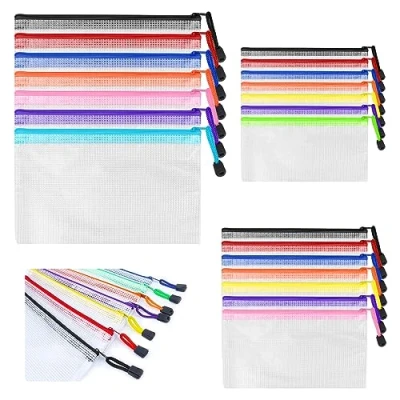 Imagen de 21 Piezas Bolsas de Documentos, Bolsa Archivo Cremallera A4 A5 A6, Documentos Plástico Impermeable, con Cierre Cremallera, para Recibos, Oficina, Viaje, Escolar, 7 Colores