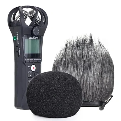 Imagen de Zoom H1 Espuma &amp; Furry Interior/Exterior Parabrisas Muff, Filtro Pop/Parabrisas Protector para Práctico Grabador Digital Portátil por YOUSHARES