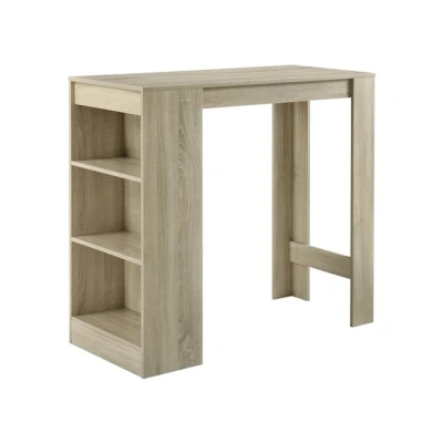 Imagen de [en.casa] Mesa de Bar Bistro Elegante 110 x 50 103 cm Alta Cocina Barra integrada para Bebidas con 3 Estantes Efecto Roble