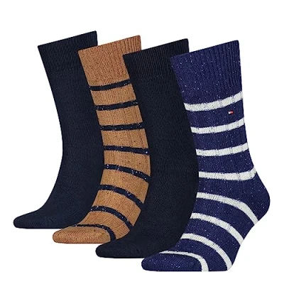 Imagen de Tommy Hilfiger CLSSC Sock, Azul (Navy/Desert Khaki), 39 42 (Pack de 4) para Hombre