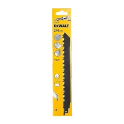 Imagen de DeWalt DT2420 QZ hoja de sierra sable bi metal, longitud: 240mm, paso diente: 12.7mm, carburo tungsteno para corte hormigón celular, ladrillo rojo y fibrocemento hasta 150mm