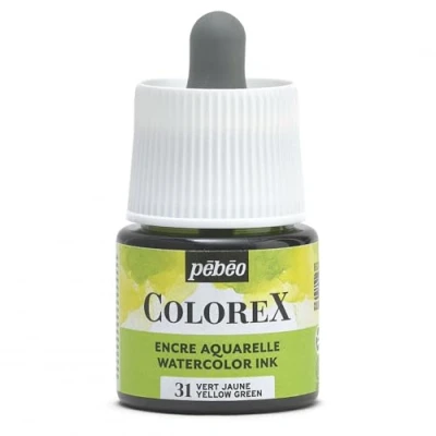Imagen de Pebeo Tinta Colorex 45 ML Verde Amarillo para acuarela de acabado aterciopelado dibujo multiuso todos los medios
