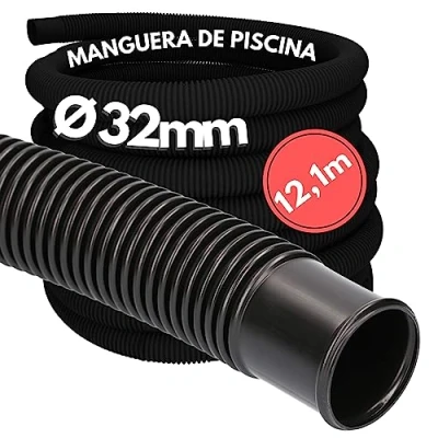 Imagen de Kalitec Poolschlauch 12,1 Meter 32mm schwarz I Schwimmbadschlauch 32 mm Schlauch Pool für Poolpumpe flexibler Wasserschlauch Pumpenschlauch Formstabil und Trittfest