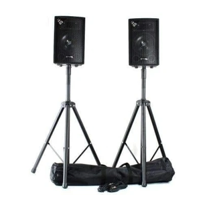 Imagen de Vonyx Sound Pack 2 Altavoces Pasivos, 400W de Potencia, Woofer 8&quot;, con Soportes Altavoz y Maletín Transporte, Ideal para DJs Móviles, Incluye Suelo