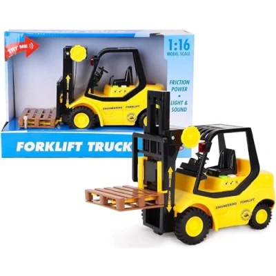 Imagen de Toyland® Transpaleta Carretilla Elevadora de Fricción 23 cm (9&quot;) Escala (1:16) Juguete construcción para niños con Luces y Sonido Edades 3+