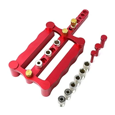 Imagen de 6/8/10 mm autocentrado para carpintería de Kit guía taladro, perforador tacos madera, herramientas (rojo)