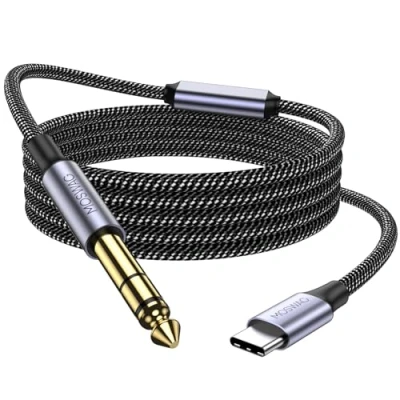 Imagen de MOSWAG cable de audio estéreo USB C a 6,35 mm 1/4 TRS (2M), grabación jack para estudio, canto y otros lugares