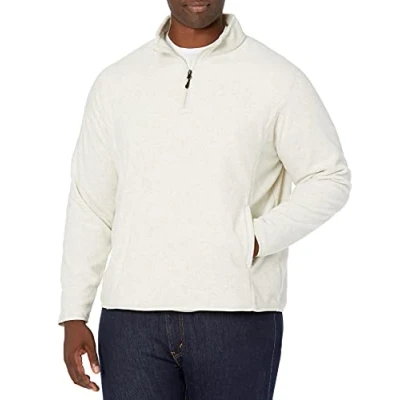 Imagen de Amazon Essentials Chaqueta de Forro Polar con Cremallera un Cuarto Hombre, Avena Mezcla, XXL