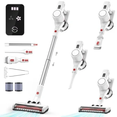 Imagen de Escoba Aspiradora sin Cable Potente Aspirador Vertical sem Fios Cordless Vacuum Cleaner con Pantalla Táctil Led Electrica Aspiradores Inalámbrica Domésticos para Suelo Alfombra Pelos de Animales
