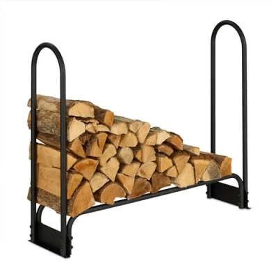 Imagen de Relaxdays Leñero, 90x110x29 cm, Soporte Leña Interior y Exterior, Troncos Desde 25cm, Estante para Pellets, Metal, Negro, Hierro