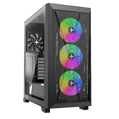 Imagen de Xilence Xilent X X912.ARGB Carcasa para PC Gaming, 3 Ventiladores ARGB de 120 mm, 1 Ventilador Negro, Caja Torre ATX Midi Midi, Panel Frontal Malla un Buen Flujo Aire y Placa