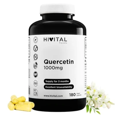Imagen de Quercetina 1000 mg. 180 cápsulas veganas para 3 meses de tratamiento. Extracto flores Saphora Japonica al 95% en Quercetina. Antioxidante celular y Antiinflamatorio Natural