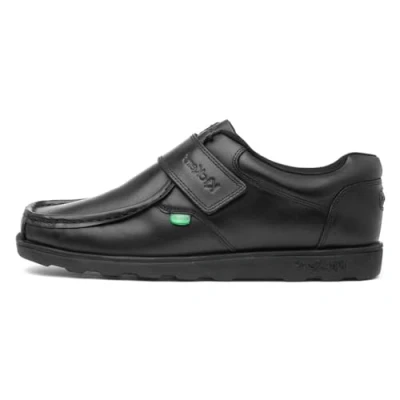 Imagen de Kickers Fragma Single Strap Moc Toe Leather Shoes Extra Comfortable Added Durability Premium Quality, Zapatos Escolares de Cuero Hombre, Black, 45 EU