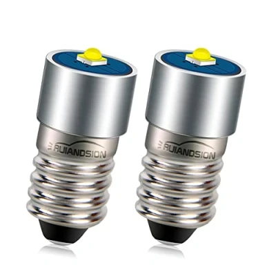 Imagen de Ruiandsion 2 bombillas LED E10, 3 V, W, 2525 1SMD, color blanco, repuesto para faros delanteros, linternas, antorcha de luz, tierra negativa