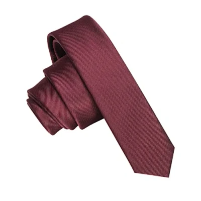 Imagen de JEMYGINS Corbata de Hombre Ajustada Color Sólido a Rayas Diagonales 4 cm Ancho Granate