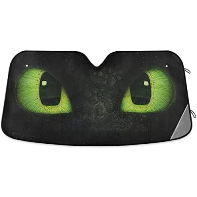 Imagen de TDHLW Parabrisas de Coche Parasol Dragon Green Eyes para Rayos UV y protección contra el Calor Solar, bloquea Sol Protector Solar Plegable