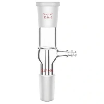 Imagen de stonylab Adaptador de Vidrio Recto, Despegue Vacío Borosilicato con Juntas 24/40 y Conexión Manguera
