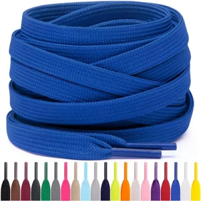 Imagen de Miscly Cordones Planos para Zapatillas, Disponibles en Varias Tallas y Colores (Azul Real, 114 cm)