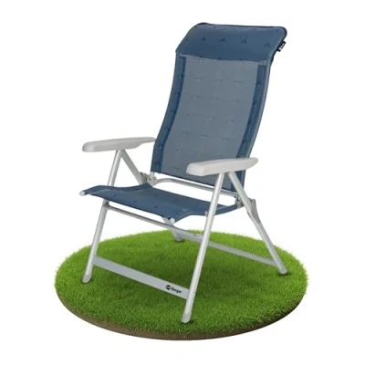 Imagen de Berger Luxus Silla Plegable XL Jardin Aluminio con reposabrazos Balcon Azul, soporta 200 kg, Ancho Asiento 57 cm