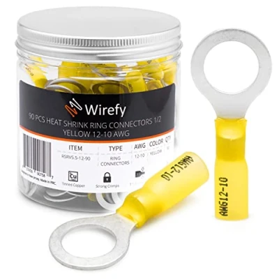 Imagen de Wirefy 90 Piezas de Terminales Redondos M12 Kit Conectores Termorretráctiles para Automoción 4 6 mm²