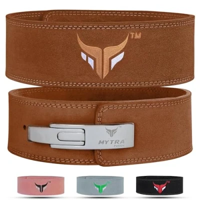 Imagen de Mytra Fusion cinturon gym Cuero Genuino powerlifting, gimnasio hombre &amp; Mujer halterofilia for Gym, Training, Weight Lifting, Deadlifts and Bodybuilding (Brown, L)