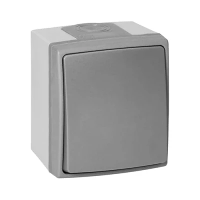 Imagen de Miratic Interruptor Pared, de Superficie, Exterior Ideal para Uso Doméstico y Comercial Seguro Duradero IP55 Montaje en superficie Gris Grafito (sin retroiluminación)