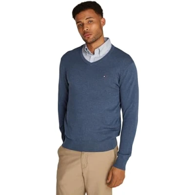 Imagen de Tommy Hilfiger Essential V NECK Jersey de punto, Hombre, Talla: XXL, Aegean sea heather