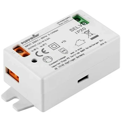 Imagen de Poppstar Transformador LED 230V AC / 12 V DC 0,5 A para bombillas hasta 6W
