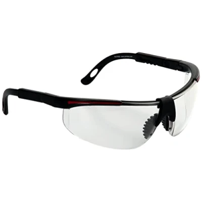 Imagen de Gafas de seguridad RUNNER transparentes. Resistentes a la abrasión, con puente bimaterial, patilla ajustable y lentes policarbonato filtro UV antivaho. Incluye funda microfibra.