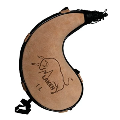 Imagen de LAKEN Bota de Vino Piel Curada Forma Curva, 1L Elegante y Funcional Duradera Fácil Limpiar Cantimplora