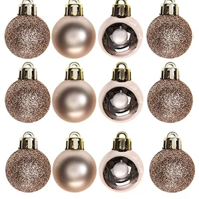 Imagen de 12 Bolas de Navidad inastillables Oro Rosa 30 mm, Adorno para árbol Navidad, decoración Colgante navideña, Brillante, Mate, Purpurina