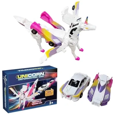 Imagen de Guyode Unicorno Robot Juguete, TransformacióN Coche Juguete Regalo NiñOs, Deformación de colisión Combinado Figura Acción Robot, Entrena Las Habilidades PráCticas (Rosa)