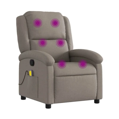 Imagen de vidaXL Sillón de Masaje Reclinable, Silla con Respaldo Reposabrazos, Televisión Relax Descanso, Asiento para Salón Hogar, Tela Gris Taupe