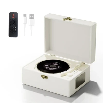Imagen de Reproductor de CD con mando a distancia, batería 3600 mAh, color blanco