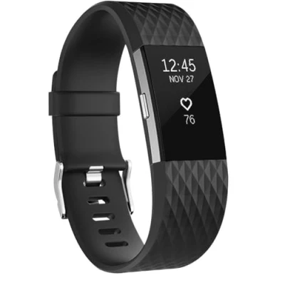 Imagen de INF Pulsera de Repuesto Compatible con Fitbit Charge 2, accesoria, Intercambiable, Correa Reloj Deportivo, Silicona, Negro, Grande