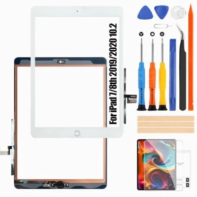 Imagen de Pantalla para iPad 10.2 7th 2019/8th 2020 Generación Touchscreen, 7 8 Touch Screen Cristal Digitizer Replacement A2197 A2198 A2200 A2270 A2428 A2429 A2430 (con botón de Inicio)