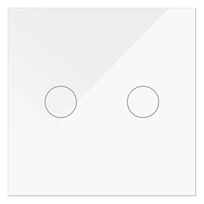 Imagen de WESA Doble Interruptor Táctil de cristal Blanco empotrable, Caja con pantalla táctil, material montaje y indicador LED