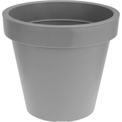 Imagen de Spetebo Macetero grande de plástico, tamaño L, 48 cm, color gris, redondo para interior y exterior