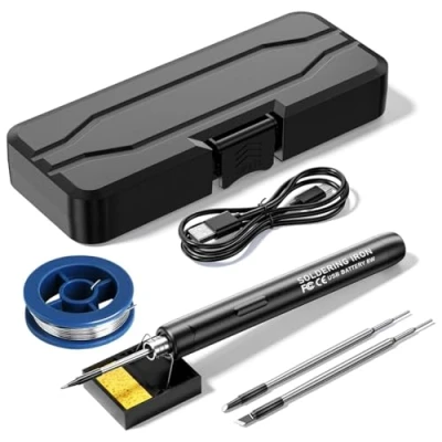Imagen de Treedix Kit de soldador inalámbrico recargable por USB, 8 W, 3 modos ajustables, puntas hierro, portátil, para reparación