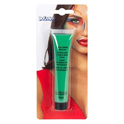 Imagen de Boland cream make up green19ml(45005) 44990 Aqua Crème verde, 19 ml, en tubo, maquillaje a base de agua, fiesta temática, carnaval, Halloween, color