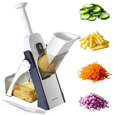 Imagen de ONCE FOR ALL&#039;s Cortador de Verdura seguro, Multifuncional Mandolina cocina Manual, Cuchillas acero construidas, Artefacto picar Para patata, el Chef y Hogar
