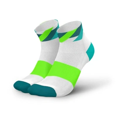 Imagen de INCYLENCE Calcetines cortos para correr hombre y mujer, con compresión ligera, 1 par, LOOPS SHORT WHITE GREEN, 35 38