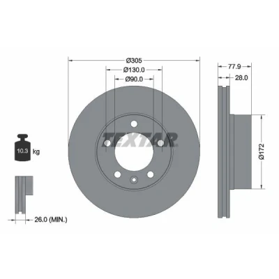 Imagen de TEXTAR PRO 92115903 Disco de freno 305 28 05/06 130 ventilación interna revestido sin perno sujeción rueda, buje rueda