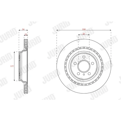 Imagen de JURID 563348JC Disco de freno 330 22 5 1 112 ventilado revestido sin tornillos MERCEDES BENZ: Clase ML, GLE SUV