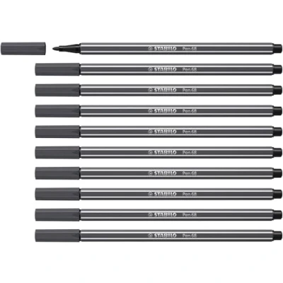 Imagen de Rotulador STABILO Pen 68 Caja con 10 unidades Color gris intenso