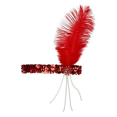 Imagen de Boland Cinta para el pelo, accesorio de los años 20 con plumas y lentejuelas, broche, carnaval, fiesta temática, temática