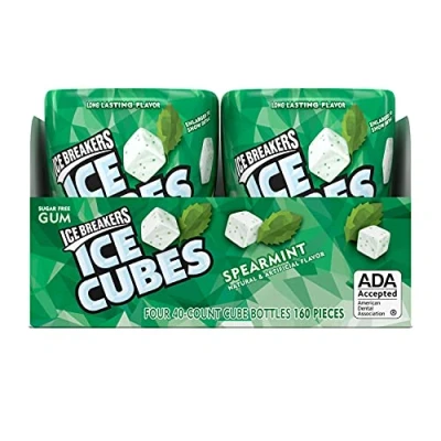 Imagen de Ice Breakers Spearmint cubes Sugar Free Gum, Bottle Packs, 40 Piece packs (Pack of 4)