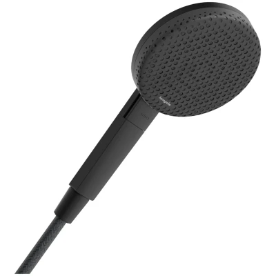 Imagen de hansgrohe Raindance Alive Select S 24511670 Alcachofa de ducha con 3 tipos chorro (incluye PowderRain), función antical, 7,1 l/min (EcoSmart), color negro mate