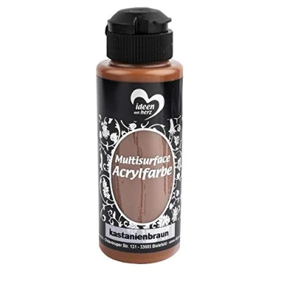 Imagen de Ideen mit Herz Multisurface Pintura acrílica color universal para manualidades, madera, vidrio, poliéster, cerámica, porcelana, terracota, tela, cuero, lienzos 120 ml (marrón castaño)