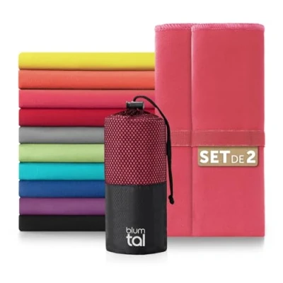 Imagen de Blumtal Toalla Microfibra 80x40 cm en Set de 2 Toallas Gimnasio Secado rápido Gym Mujer para pequeña Rosa